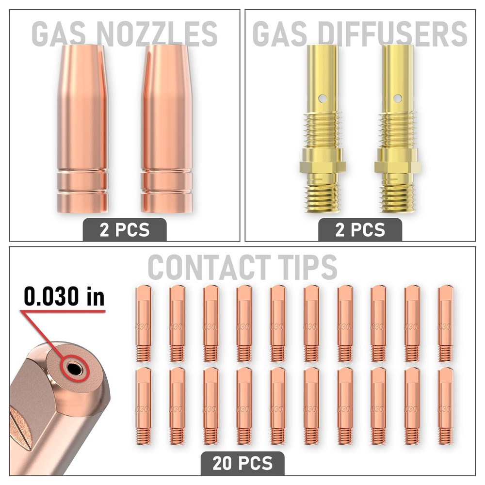 YESWELDER MIG Welding Gun Kit .030" Tip-Nozzle-Diffuser Accessory