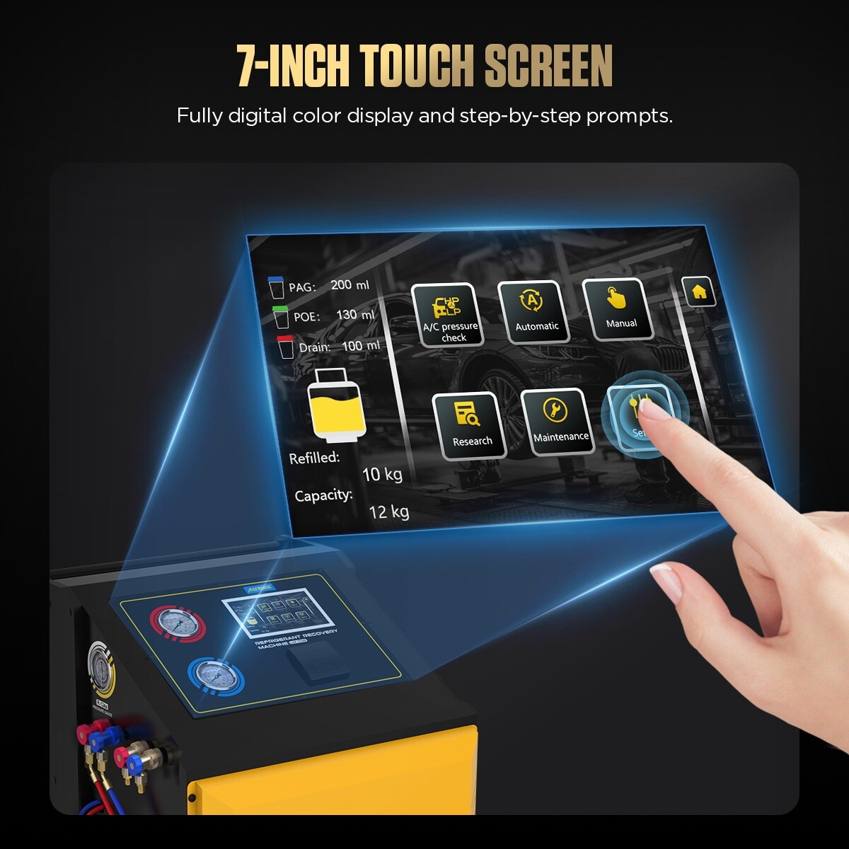 Refrigerant Recovery Machine Fully Automatic A/C HVAC Recycling Dual Cylinder