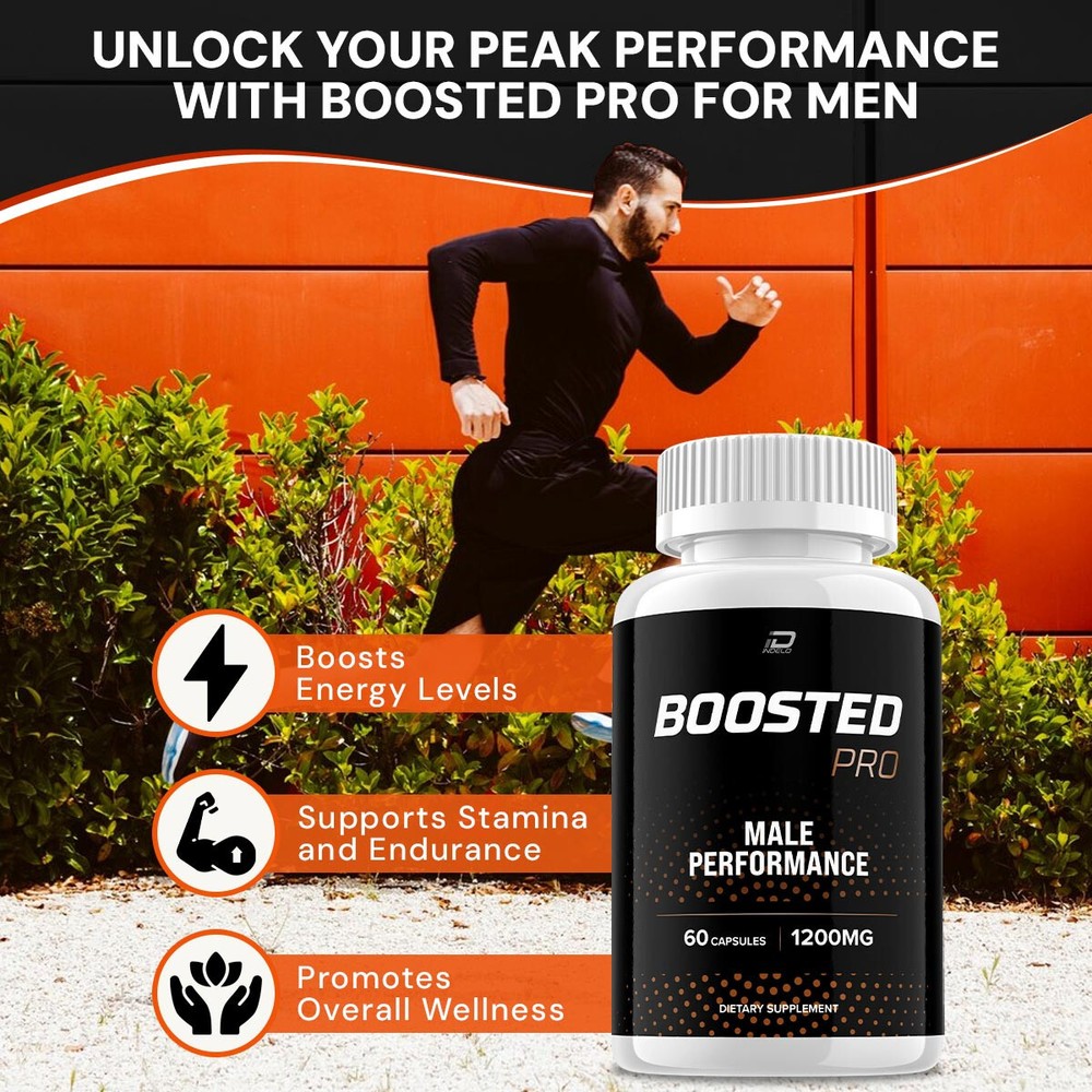 Boosted Pro Pills for Men, BoostedPro Official ED T-Level Support (2 Pack)