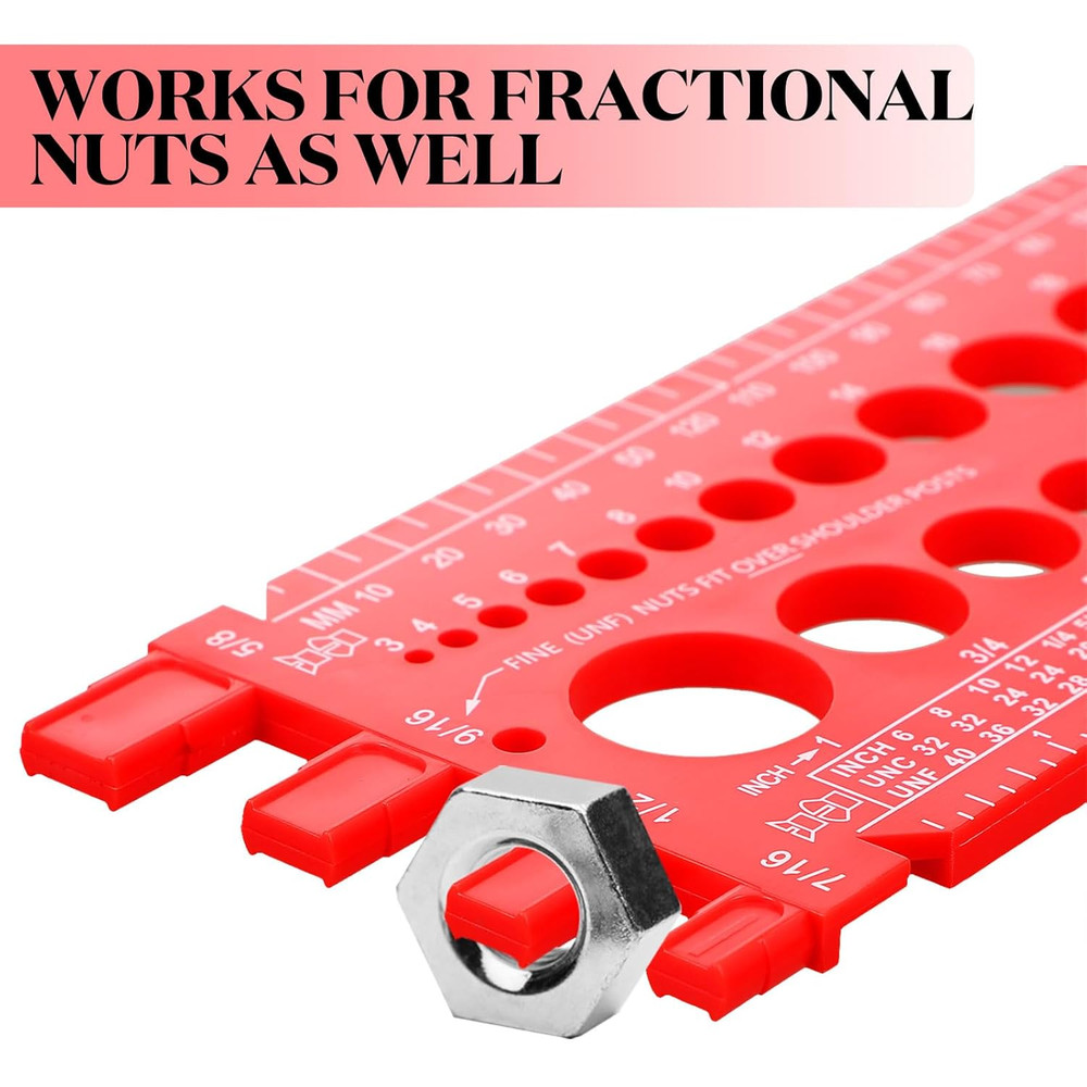 2 Pieces Nut Bolt Thread Gauge Screw Nut Size Thread Metric Checker Inch Plastic
