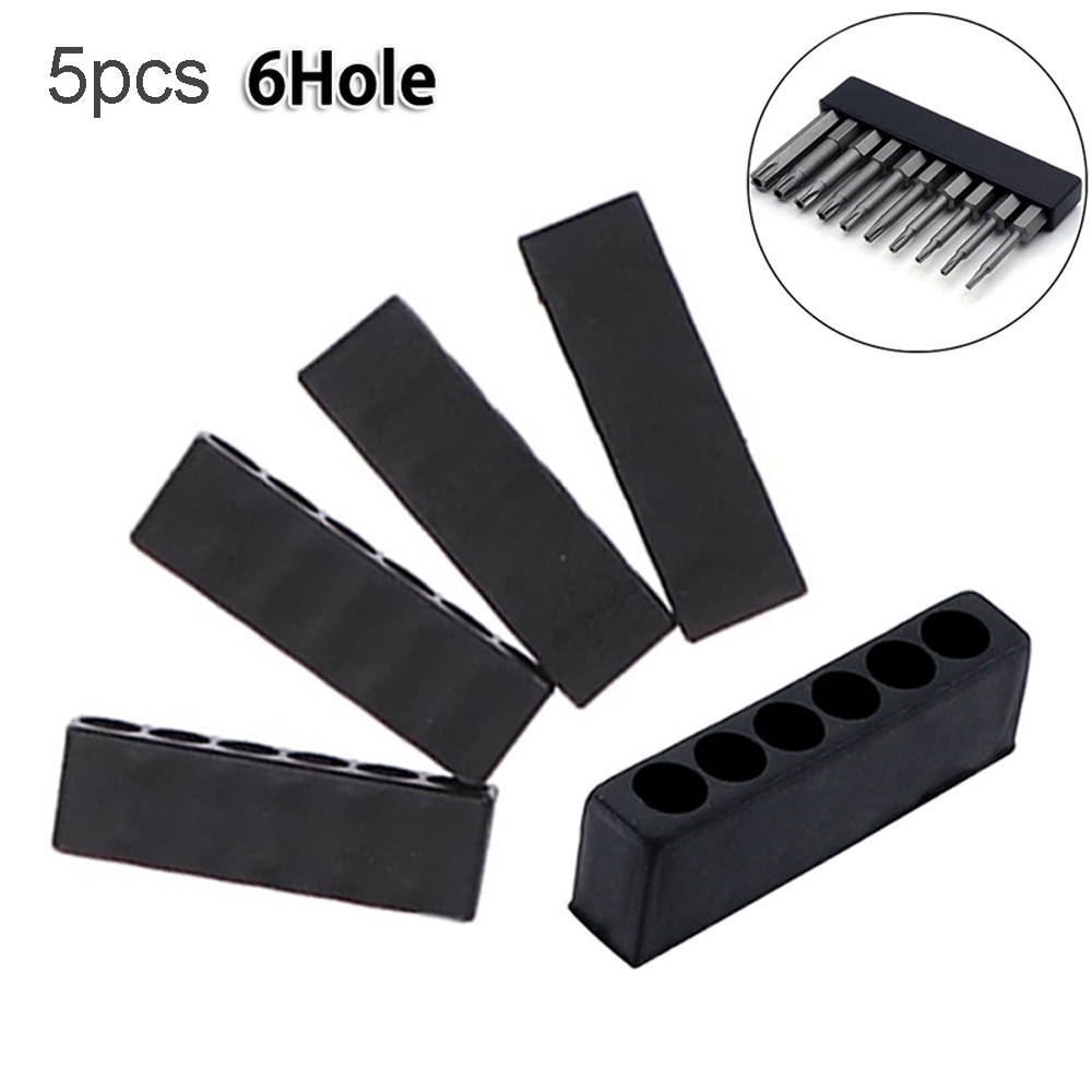 Versatile Screwdriver Bit Organizer with 6 Holes Suitable for 5 Hex Shank Bits