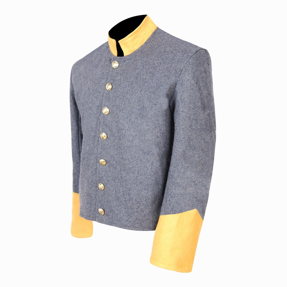 US Civil War Single Breast Shell Shell with Solid Cuff Color Plain Grey Color