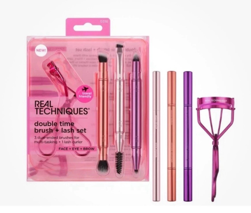 Real Techniques Travel Friendly Double Time Brush + Lash Set