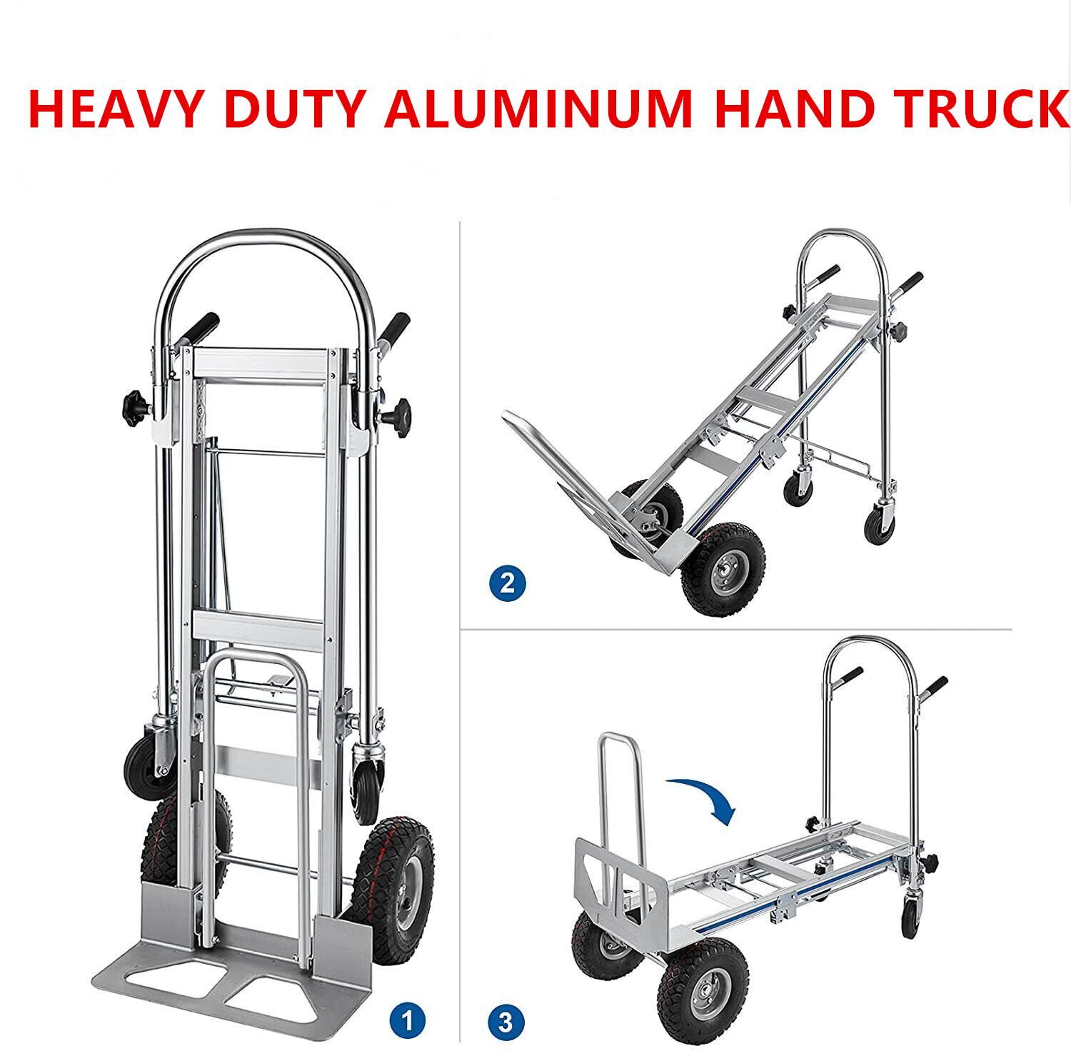 Convertible Aluminum Hand Truck Stair Climber Folding Dolly Cart Heavy Duty