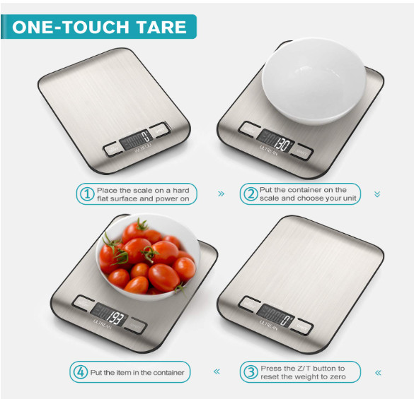 Food Scale, Digital Kitchen Scale with LCD Display,6 Units and Tare Function