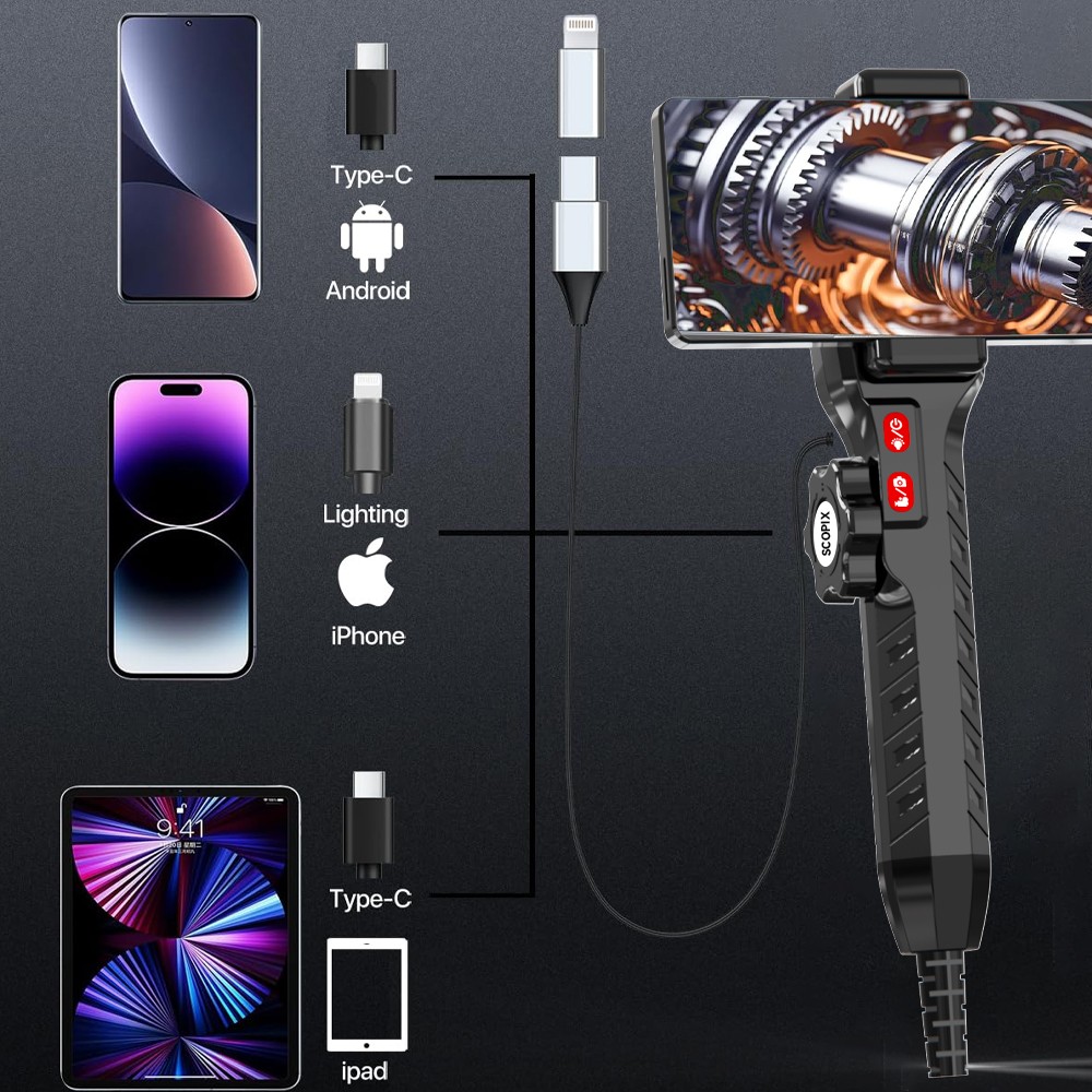 SALE! Endoscope 2-Way 360° Inspection Camera Articulating Borescope Semi Rigid