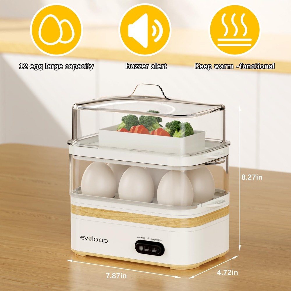 Rapid Egg Cooker Electric for 12 Eggs Soft Medium Hard Boiled