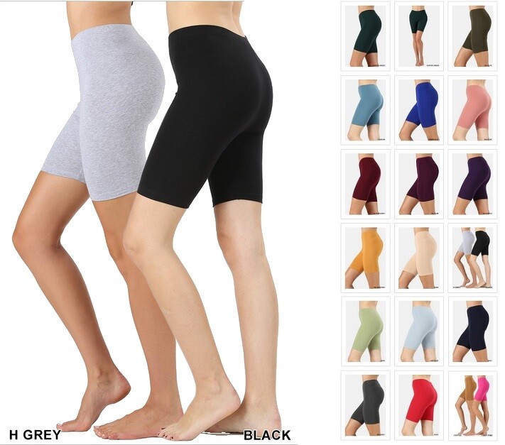 PREMIUM COTTON SPANDEX BIKER FITNESS YOGA LEGGINGS BERMUDA SHORTS REG PLUS S-3X