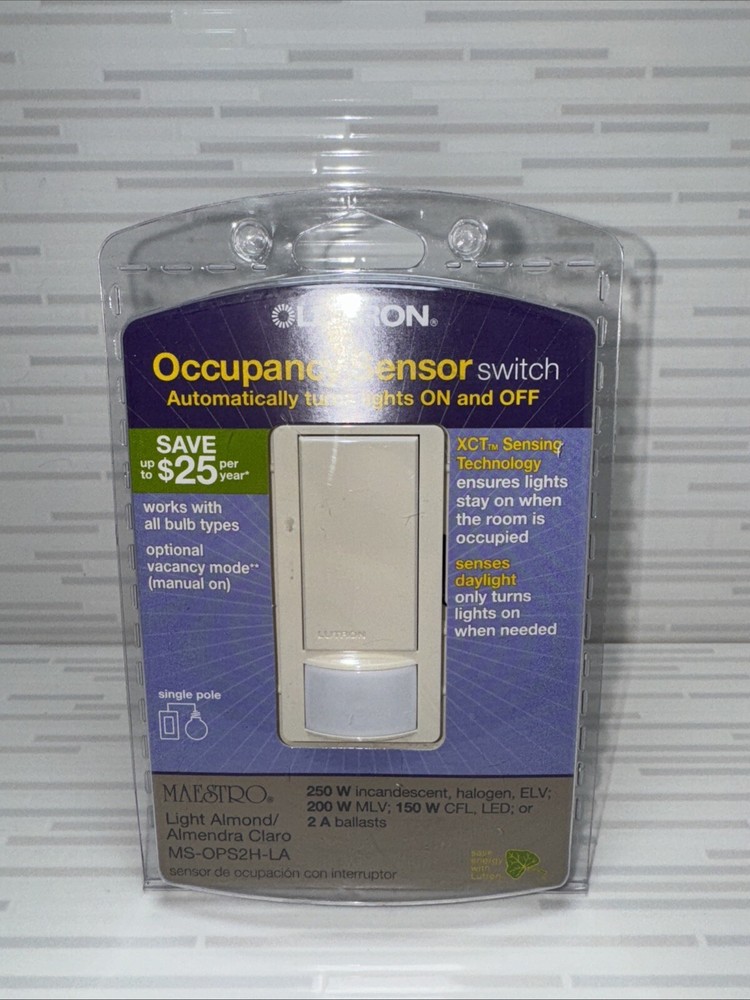 Lutron MS-OPS2H-LA Maestro Occupancy Sensor Switch Light Almond