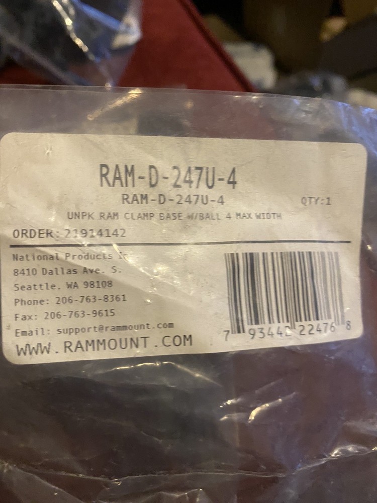 RAM-D-247U-4 RAM Square Post Clamp Base for Posts up to 4"...