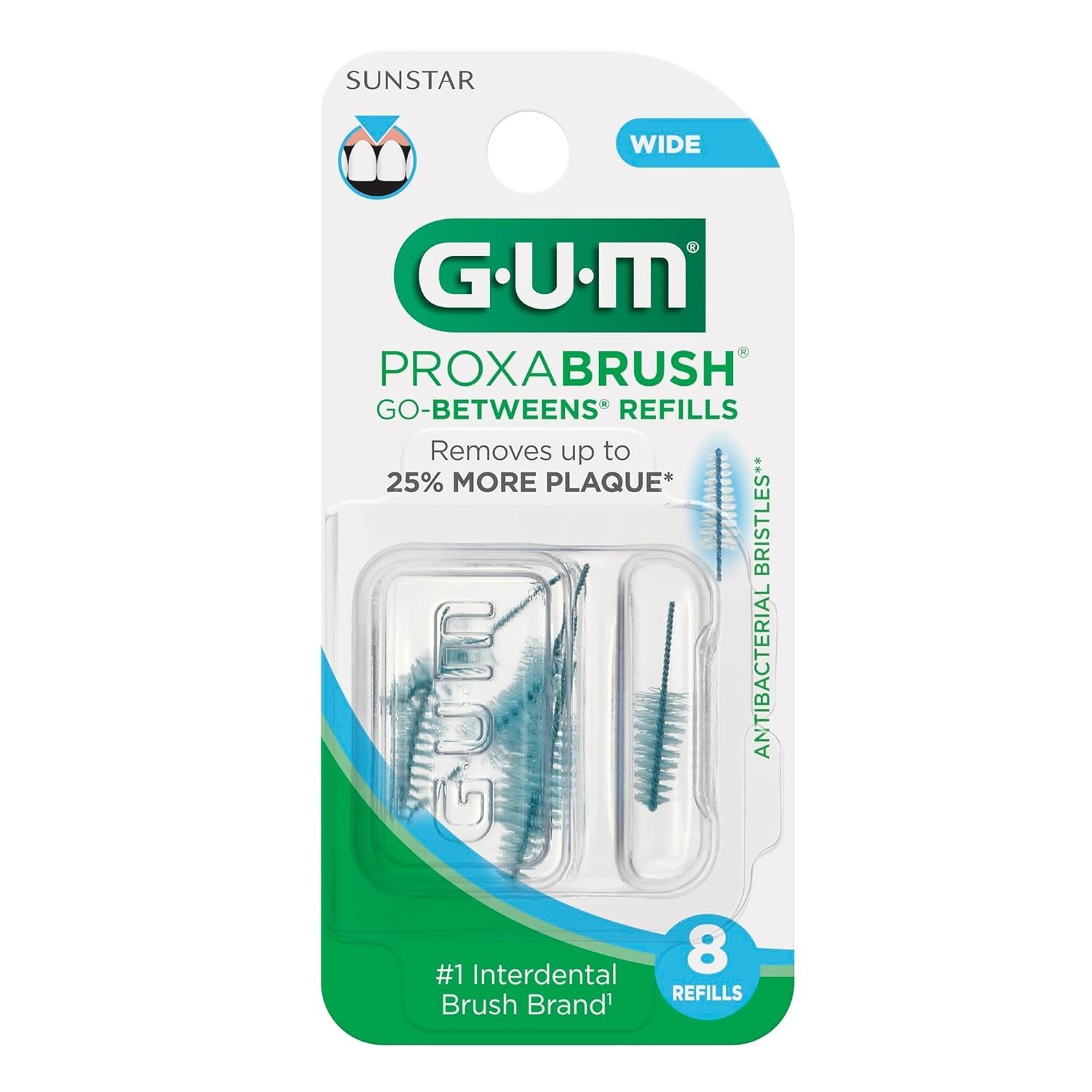 GUM Proxabrush Go Betweens Wide Dental Brush Refills 8 Count Pack of 6