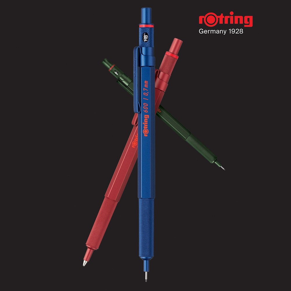 Rotring 600 Blue 0.5mm Mechanical Pencil, Full-Metal Hexagonal Draft