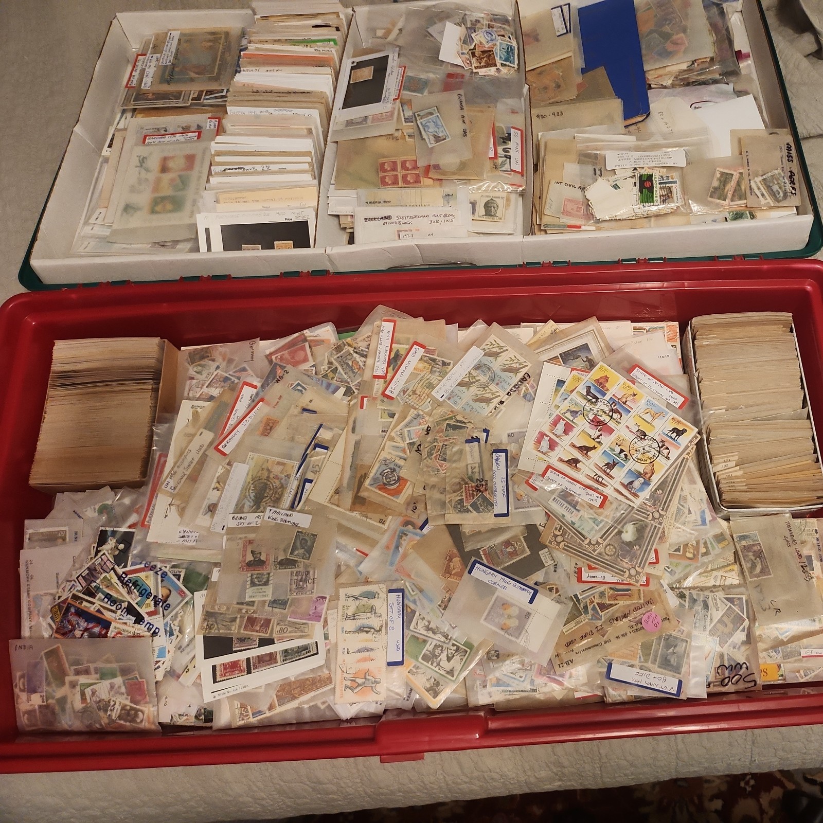 Huge Assortment Worldwide US/Foreign Stamps Used, Mint, Glassines, Covers, BOBs