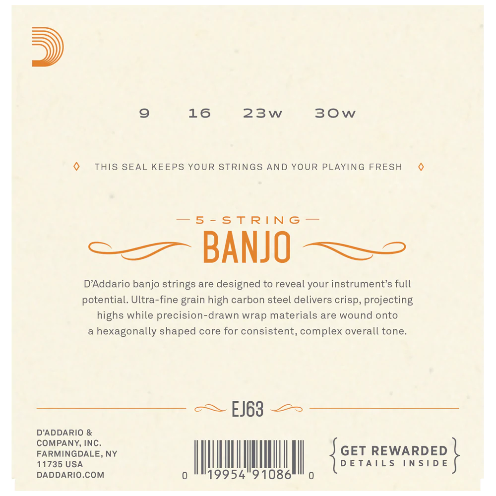 D'Addario EJ63 Tenor Banjo Strings, Nickel, 9-30