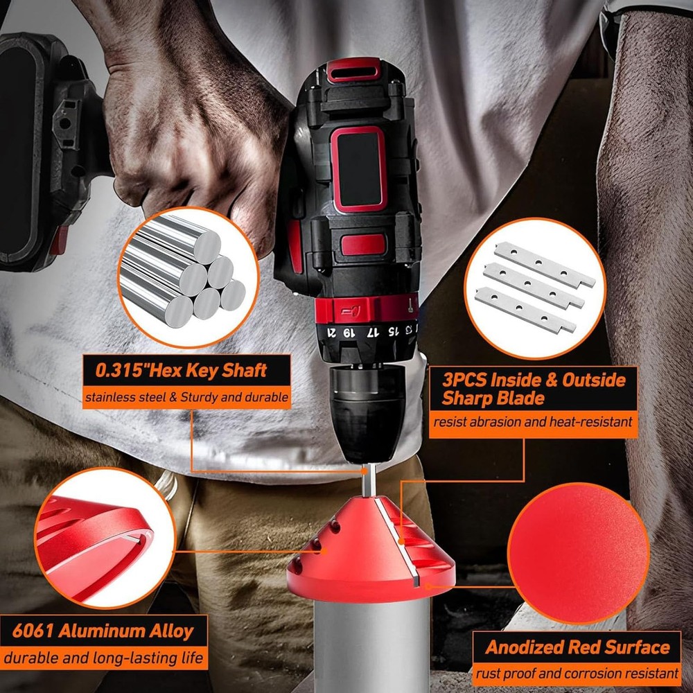 PVC Deburring Tools - 2 in 1 Inner Outer Chamfer Tools, Pipe Deburring...