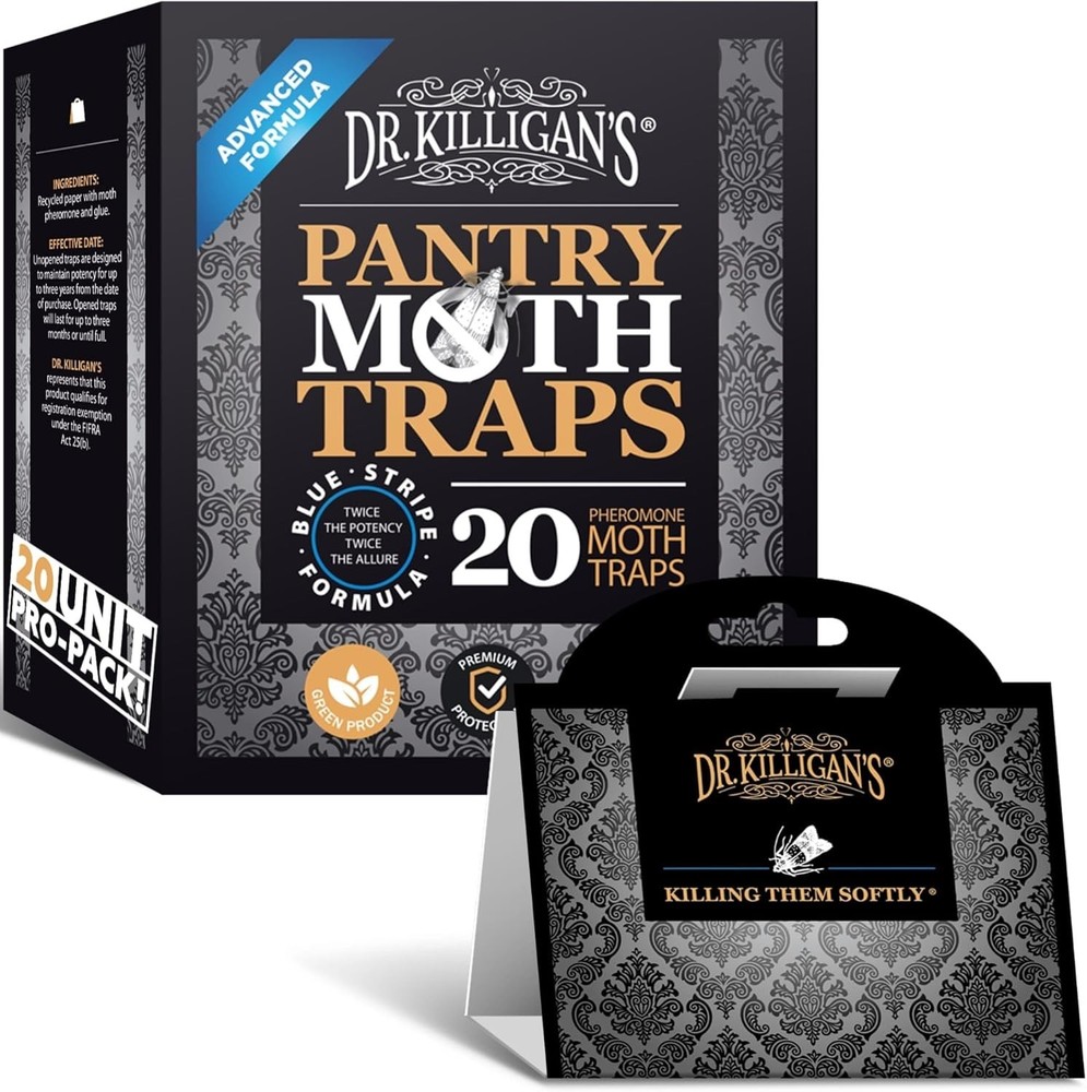 Dr. Killigan's Proven Pantry Moth Traps - Capture Moths Effortlessly, 20 Count