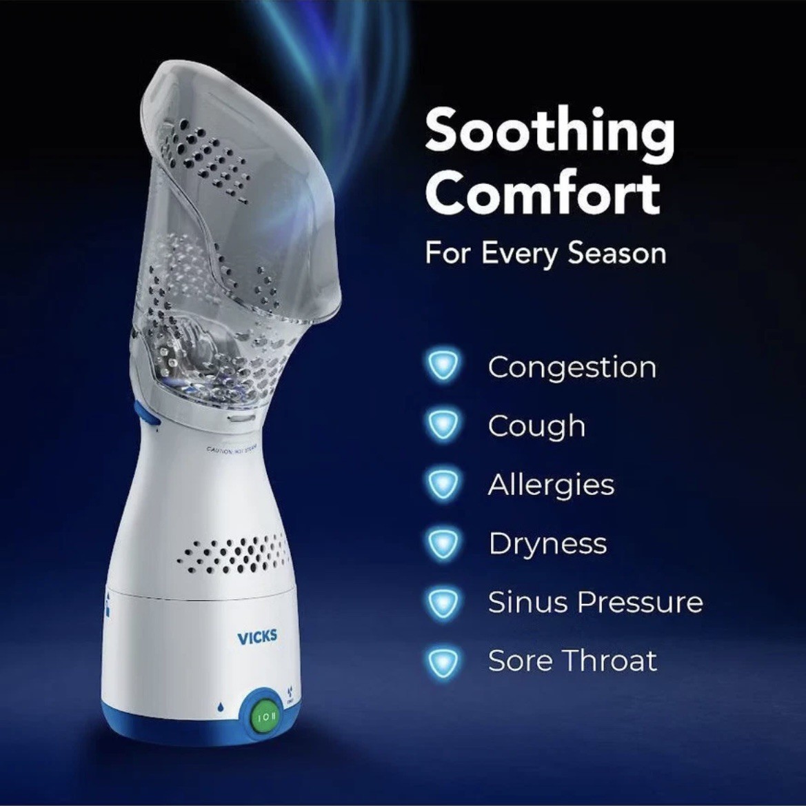 Vicks Personal Steam Inhaler with Variable Steam Control & Soft Mask -