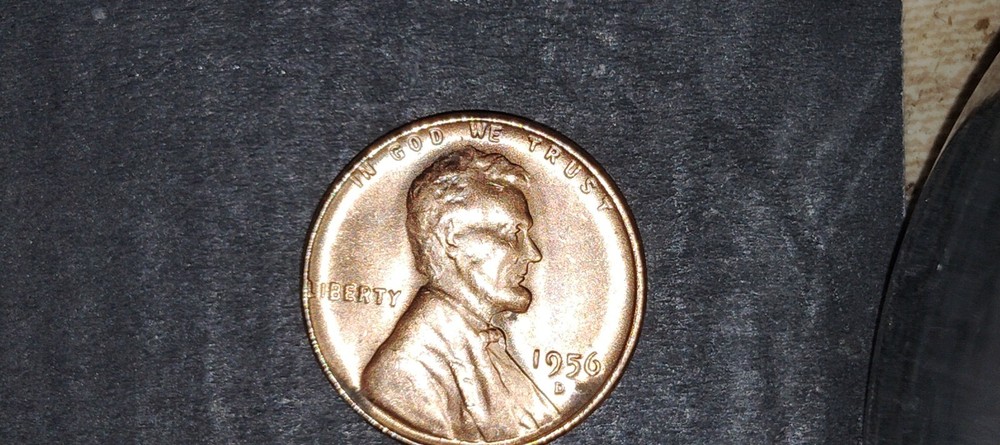 1956-D 1C RD Lincoln Cent L on rim error.
