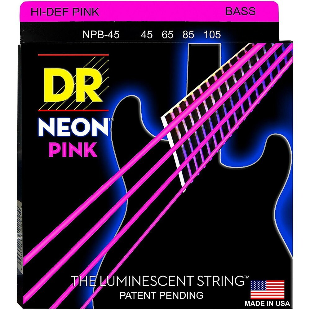 DR Strings NEON Hi-Def Pink Bass SuperStrings Medium 4-String