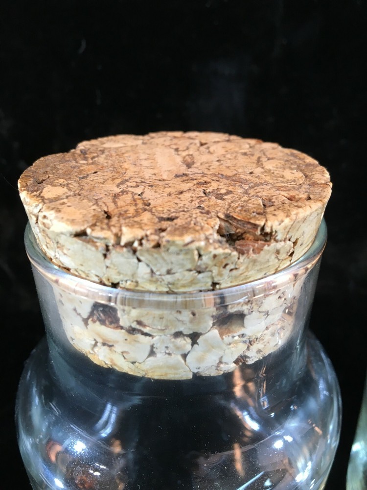 2 Small Glass Jars w/Cork Lids