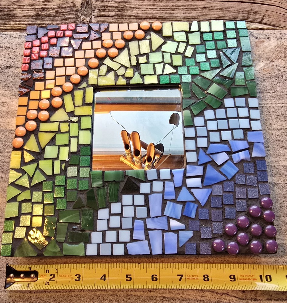 Handmade Mosaic Framed Mirror Wall Hanging Multicolored Hippie/ Boho Theme
