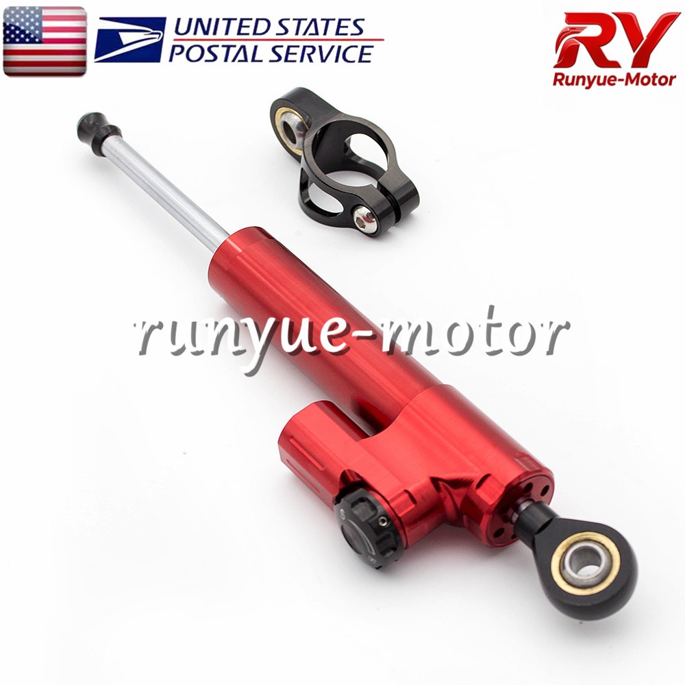 Red CNC Adjustable Steering Damper Stabilizer Linear Control Universal Aluminum