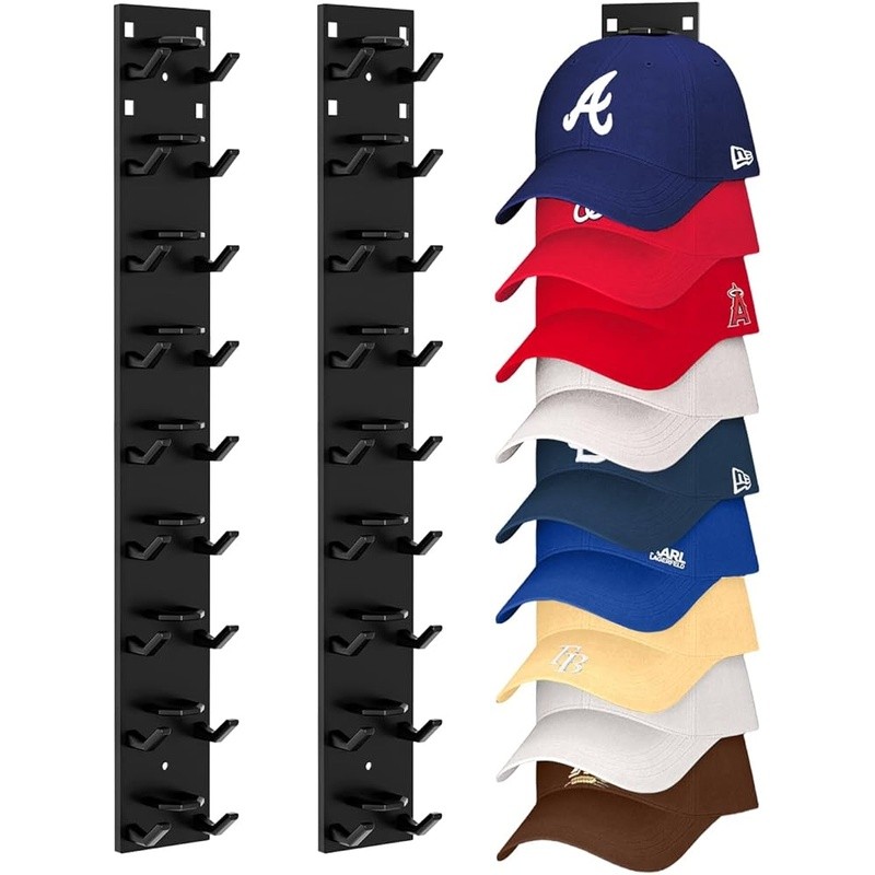 Hat Organizer Baseball Caps Wall Mount Dual Hooks Space Saving Storage Solution