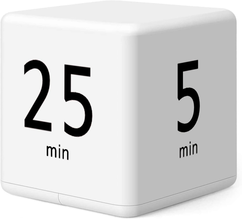 Rotating Pomodoro Timer, 5/25/15/45 Mins Preset, Desk Cube Countdown Flip Produc