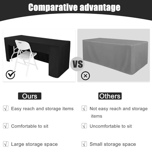 2 Pack 6FT Black Fitted Tablecloths for 6ft Rectangle Tables, Washable Polyester