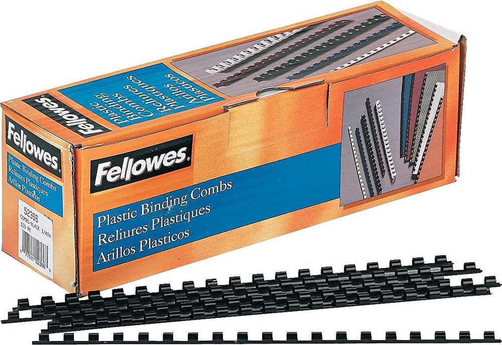 Plastic Comb Binding Spines, 1/4 Inch Diameter, Black, 20 Sheets, 100 Pack (5236
