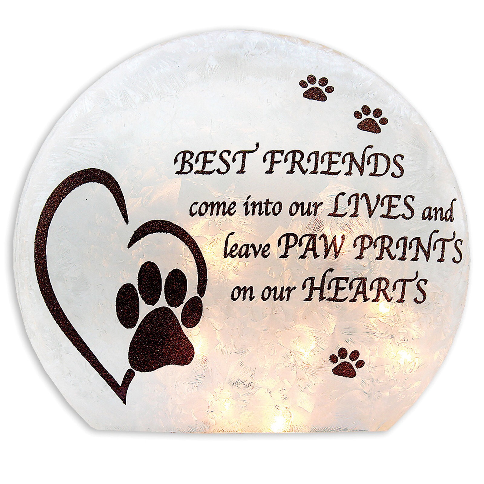 Stony Creek Remembrance Best Friends Dog Lighted Round Orb Pet Memorial 7" NEW