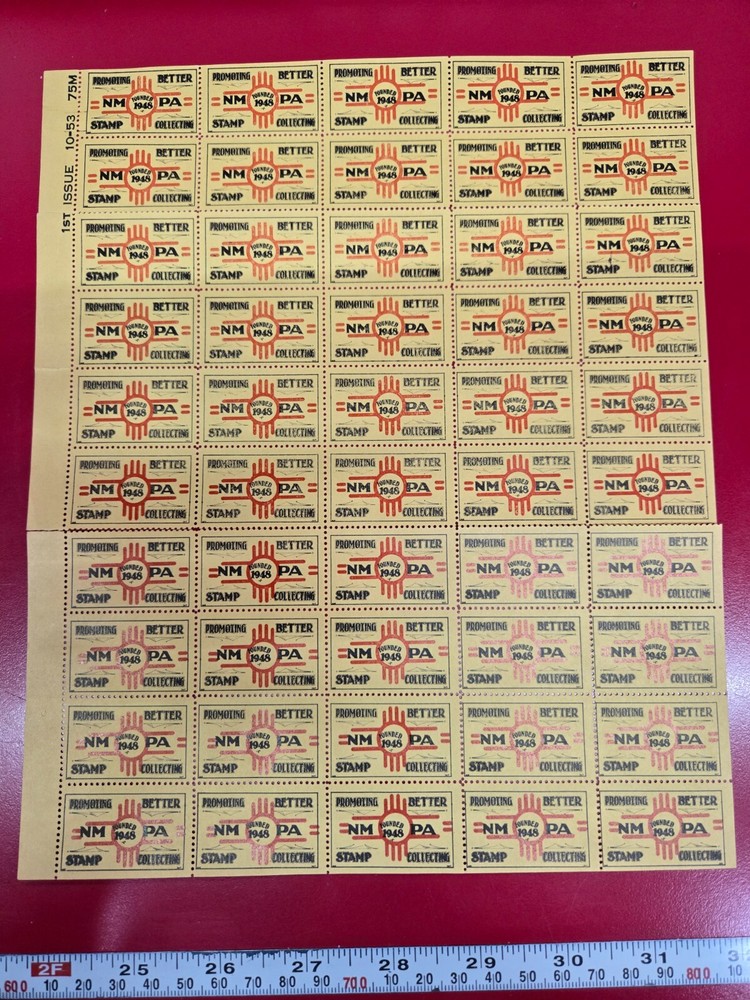 NMPA Vintage Stamp Collecting Stamps Full Sheet - E10F-21