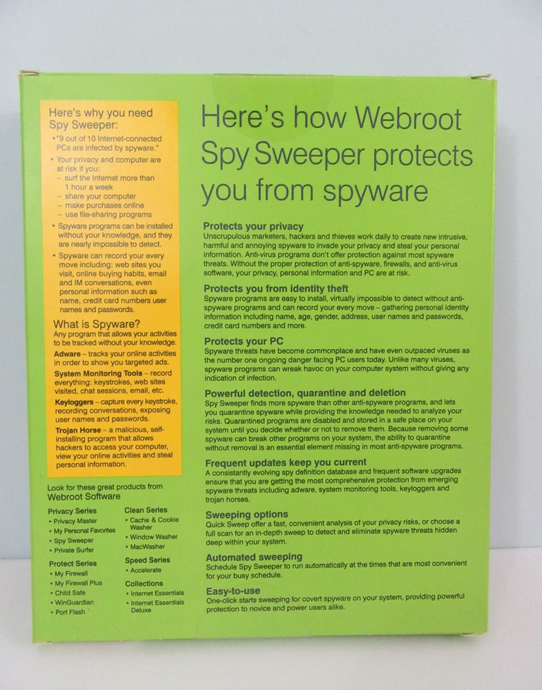 Webroot Spy Sweeper 2003 PC Software CD-ROM Windows 98/2000/XP - UNTESTED