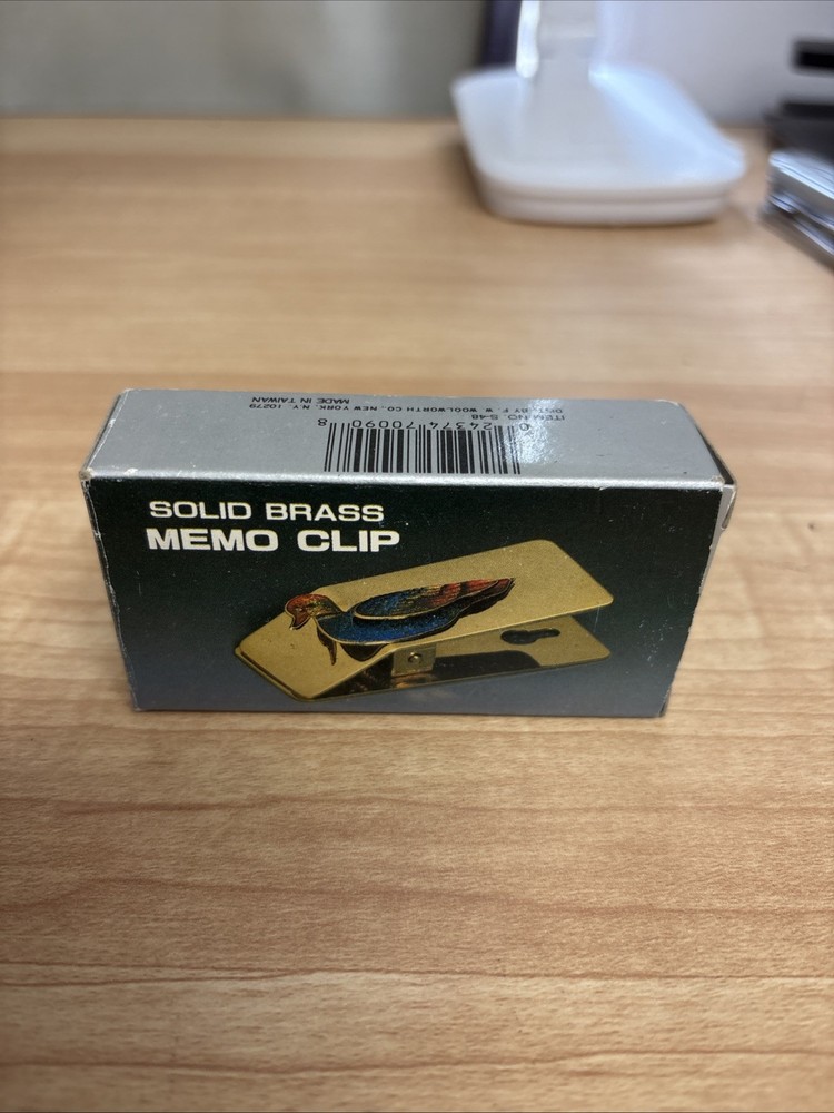 vintage solid brass memo clip