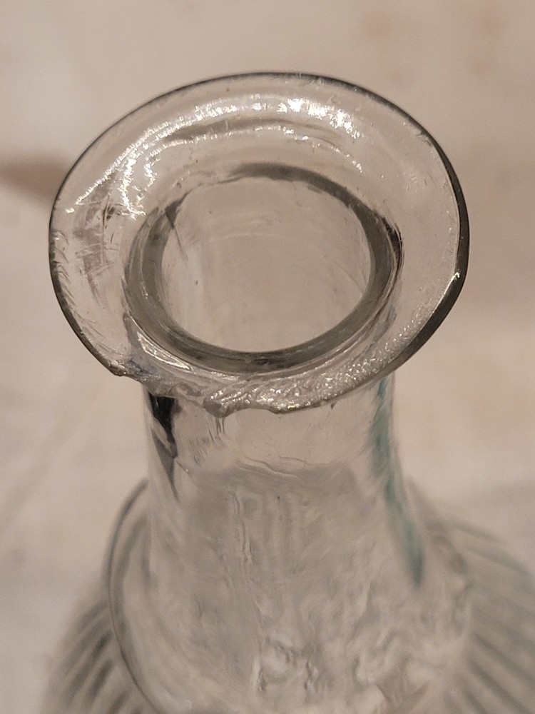 Small Rolled Lip Pontiled Ribbed Decanter Nice