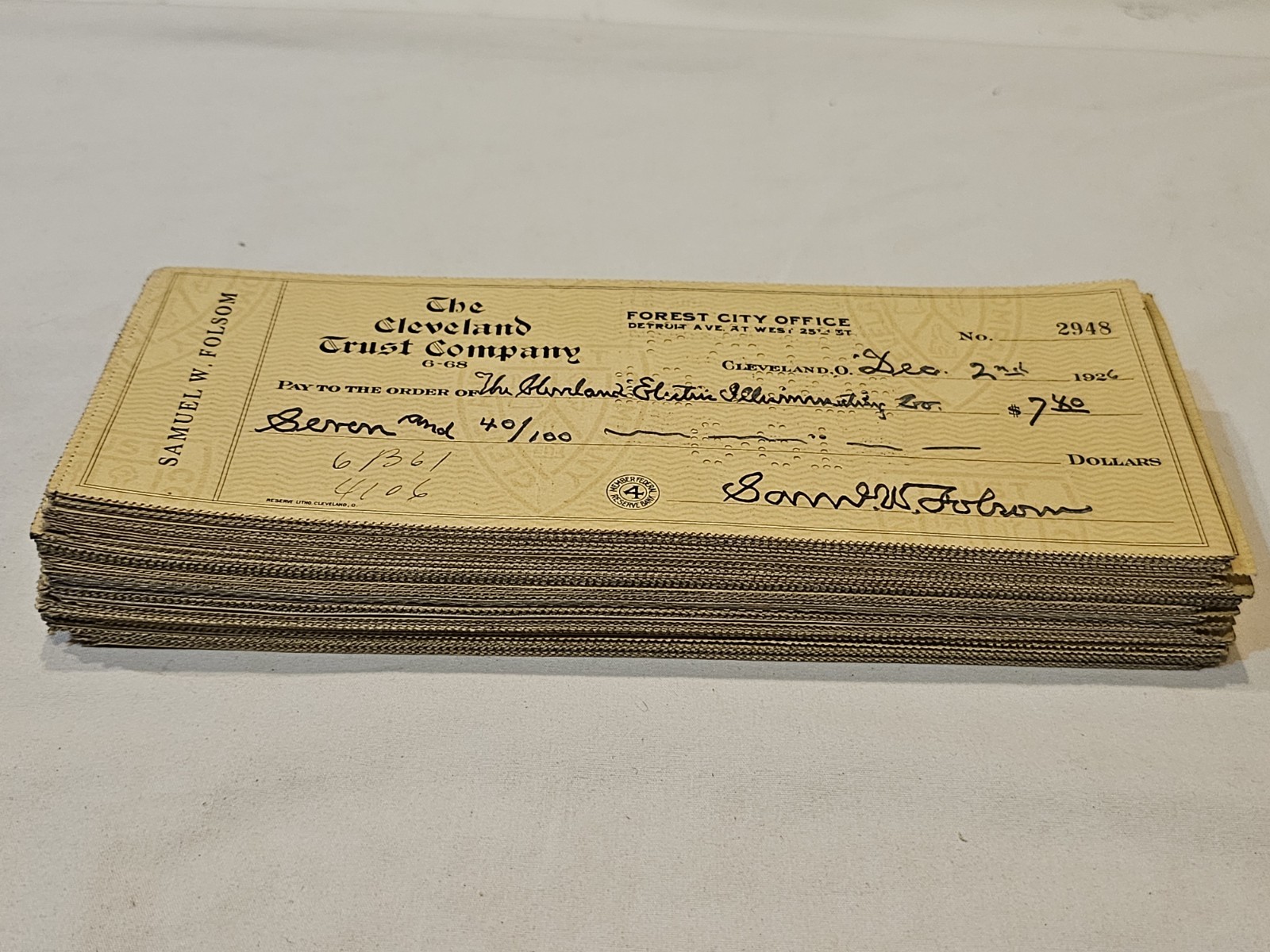 Antique Lot of 150 Cancelled Checks Samuel W. Folsom Cleveland OH 1904 - 1928