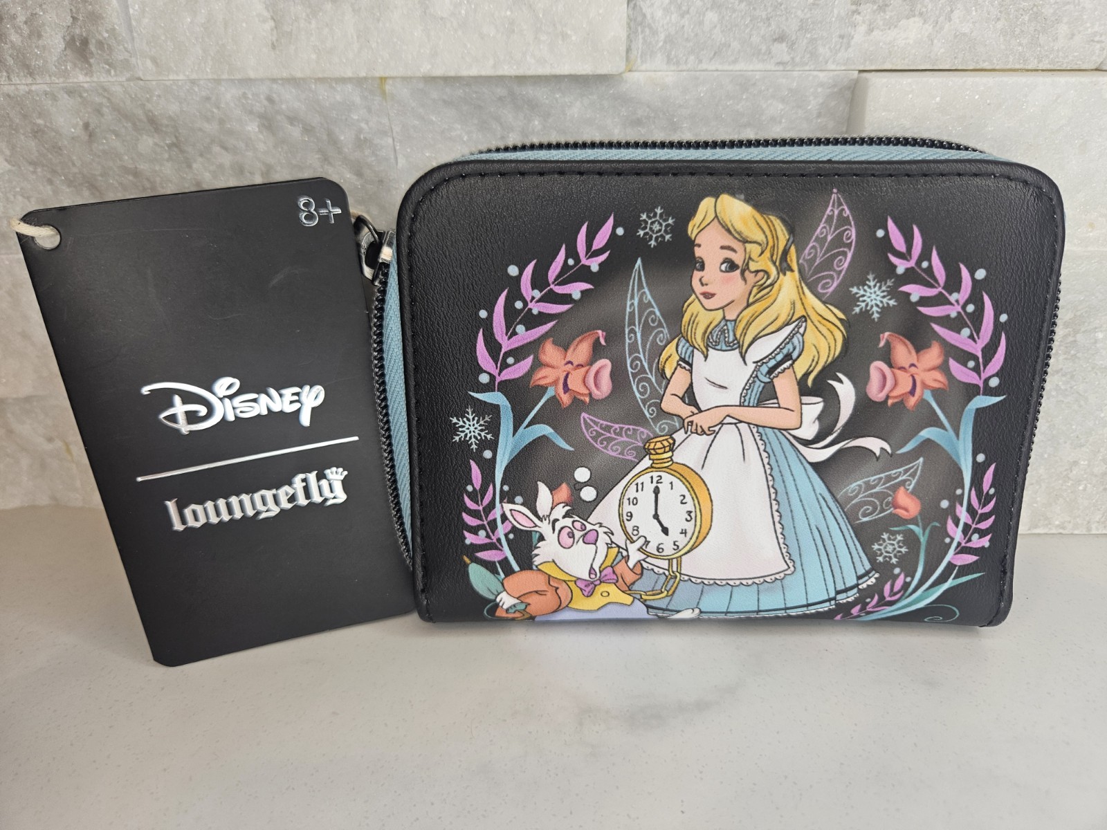 Loungefly Disney Alice In Wonderland Winter Drawing Mini Zipper Wallet NWT