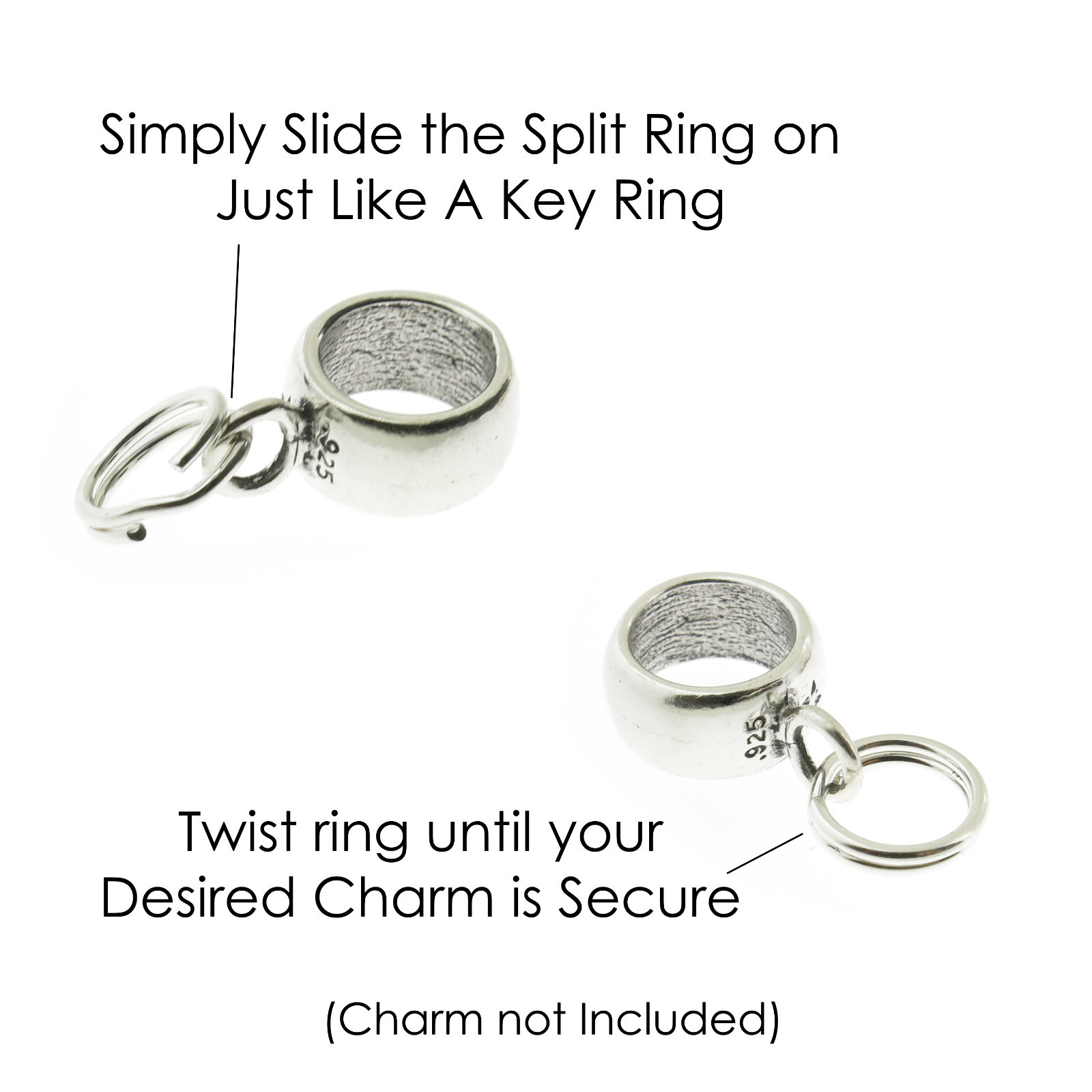 925 Sterling Silver Split Rings to Secure your Charms Made in USA