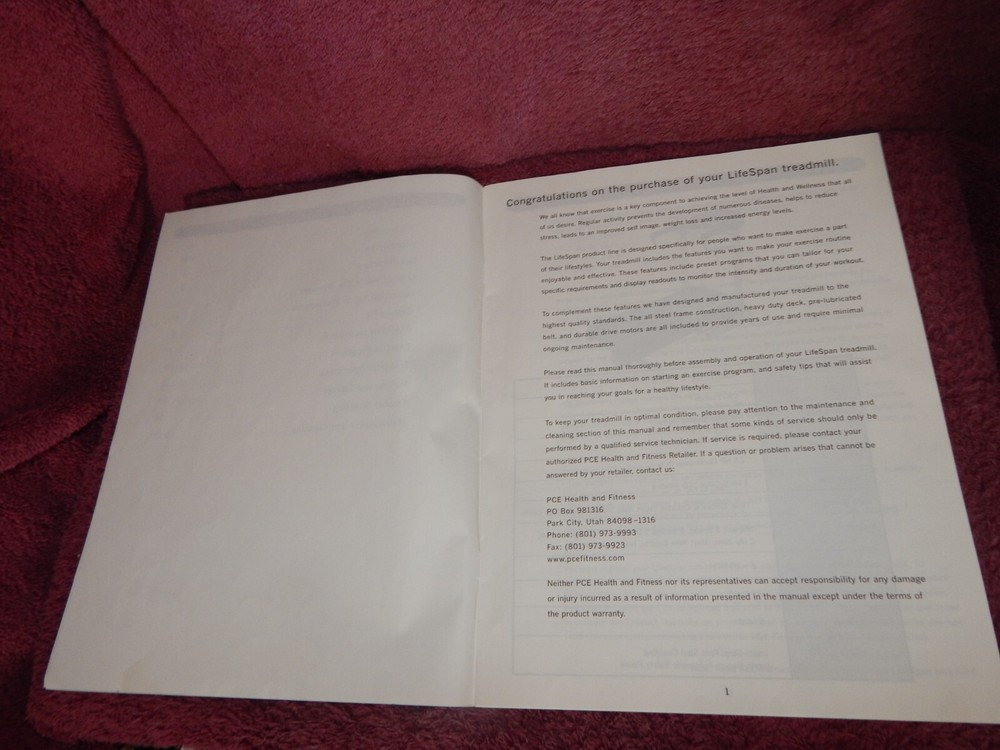 LifeSpan TR2000-HRC Owners Manual Version 1.2