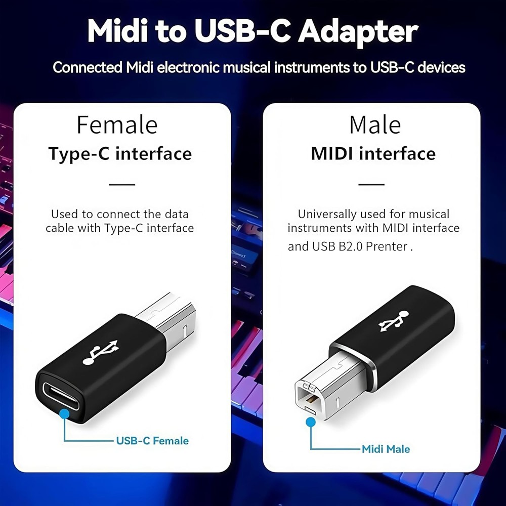 3-Pack USB B to C Printer 2Pack Straight And A 90 degree usb B adapte