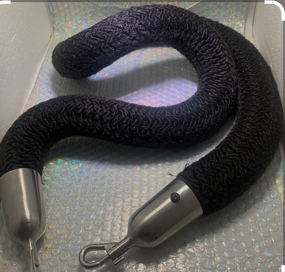 Black 64” Tip To Tip 6” Di Braided Stanchion Post Queue Ropes Crowd Control Used