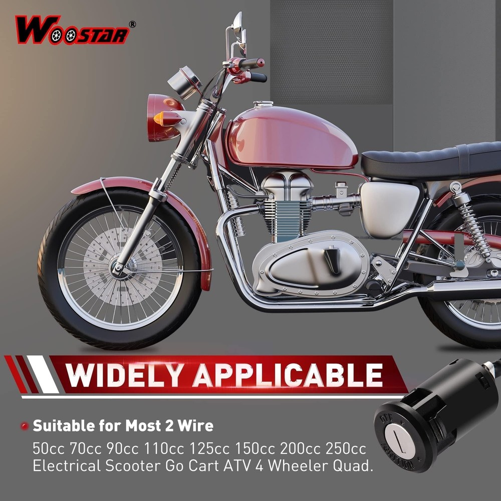 WOOSTAR 2 Wire Ignition Key Switch On Off 2 Position Replacement for 50cc 70c...