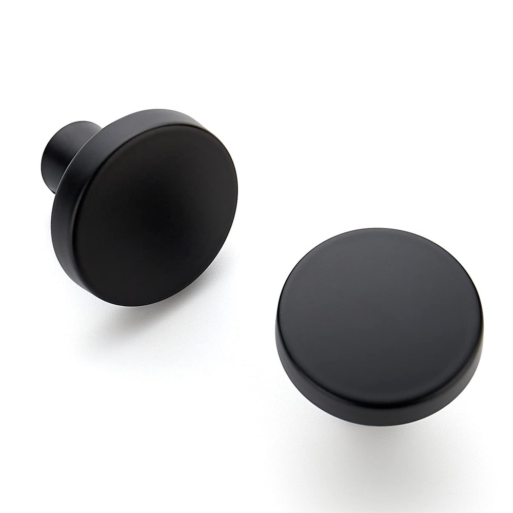 15 Pack Drawer Pulls 1-1/4 Inch Matte Black Kitchen Cabinet Knobs Solid Round...