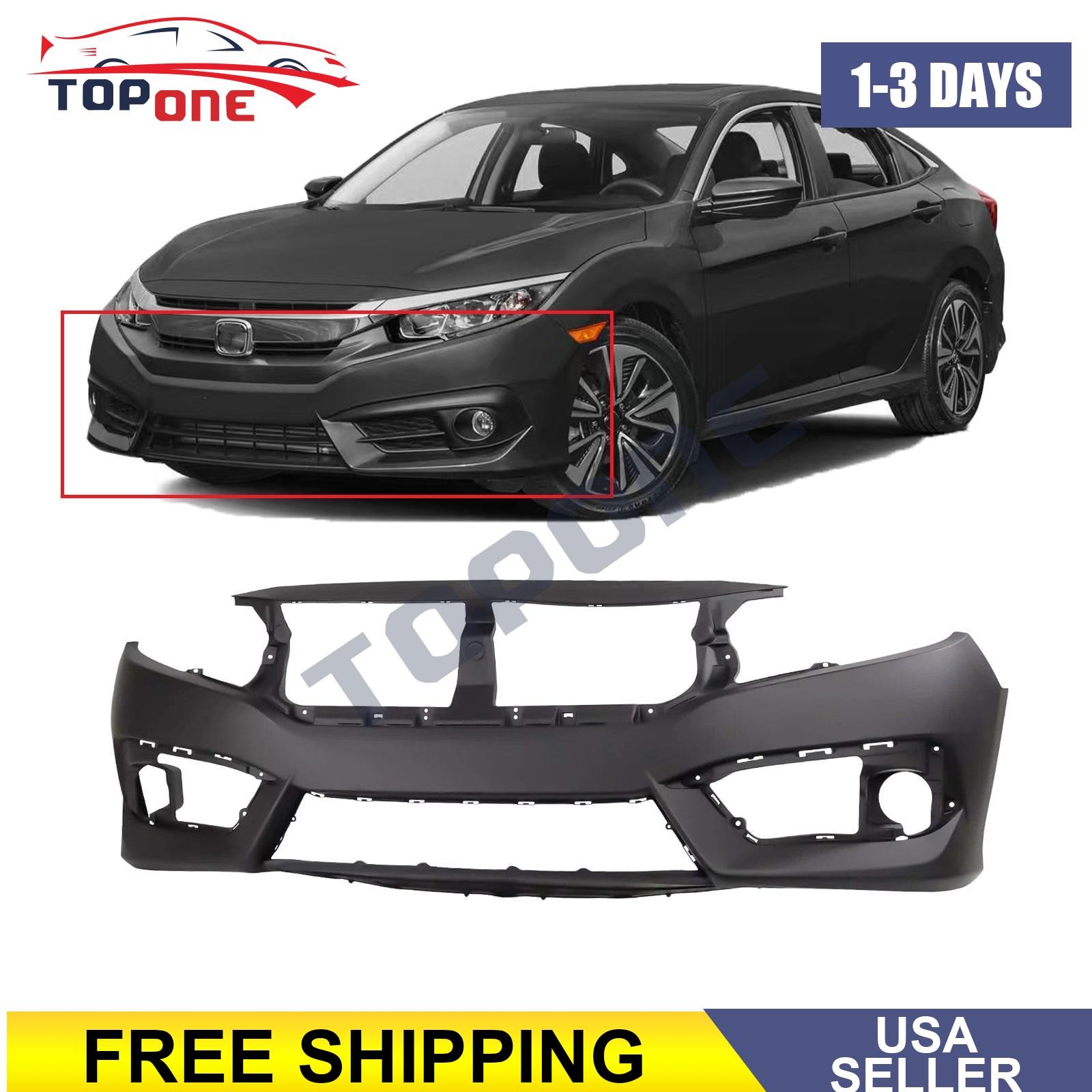 Bumper Cover for 2016-2018 Honda Civic Sedan Coupe 04711TBAA00ZZ Front Primed