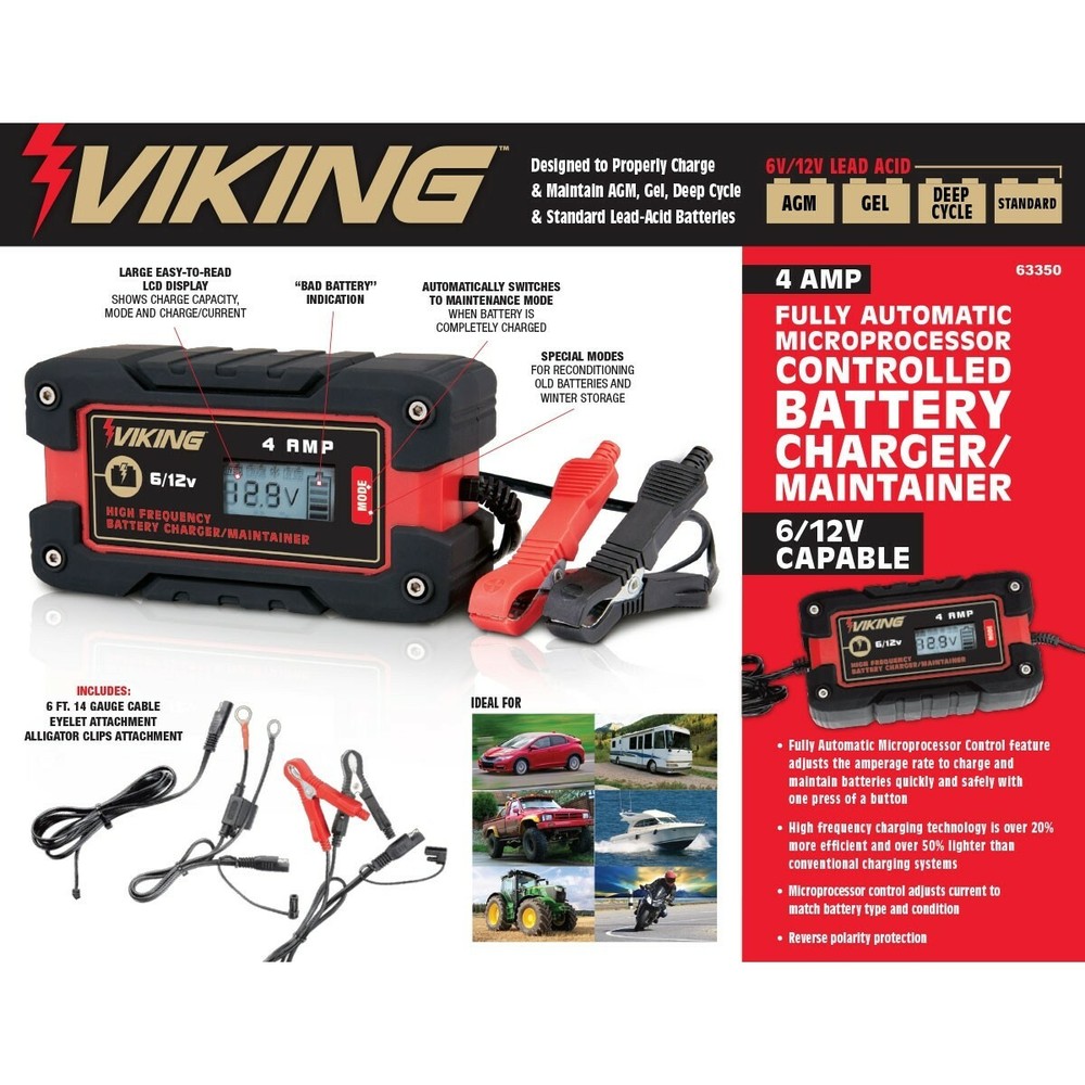 4 Amp Fully Automatic Microprocessor Controlled Battery Charger/Maintainer NEW!