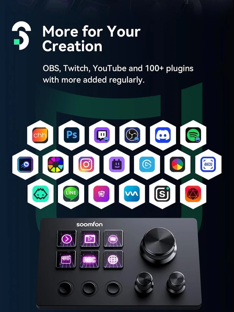 SOOMFON Stream Controller SE 6 Key LCD Macro Deck for OBS Twitch PC Mac