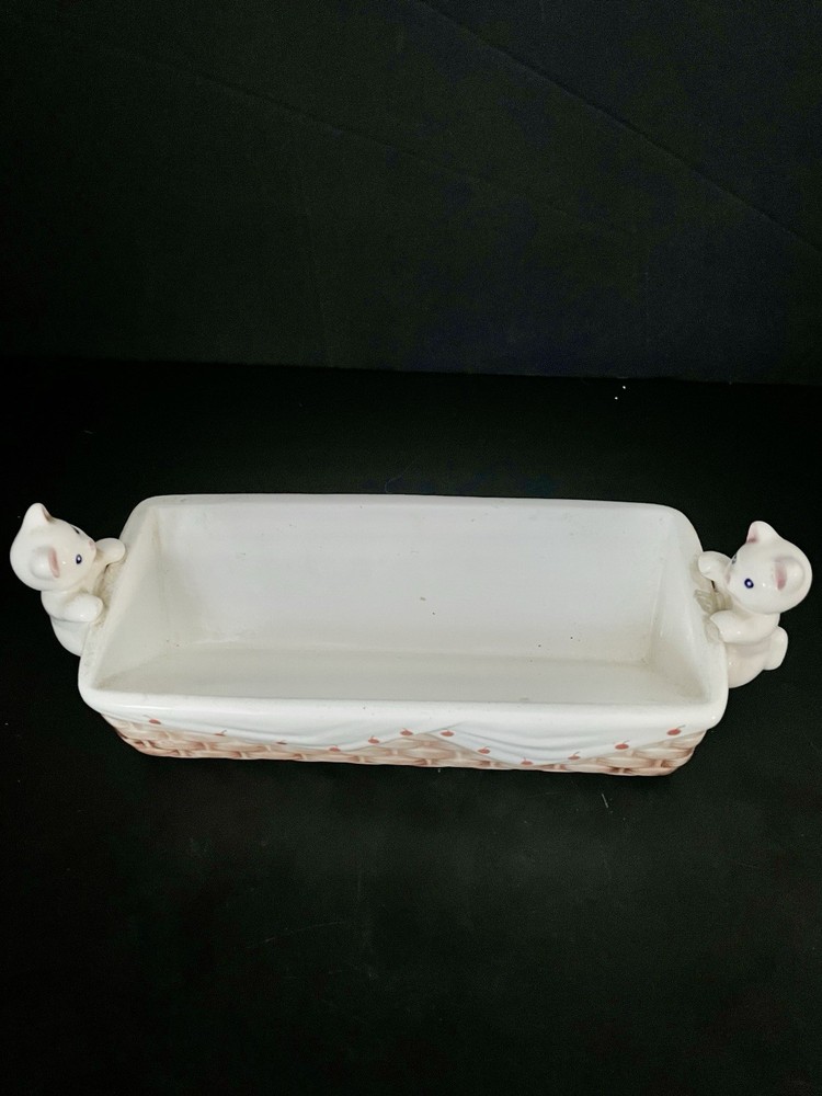 Vintage Ceramic Cat Cracker Server/ Basket