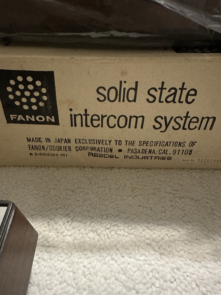 Vintage Fanon Solid State Intercom System Master Unit, Four Remote Unit Untested