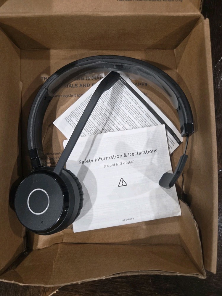 Jabra Evolve 65 TE Wireless Mono Headset On-Ear w/ Mic | Black (Bluetooth)