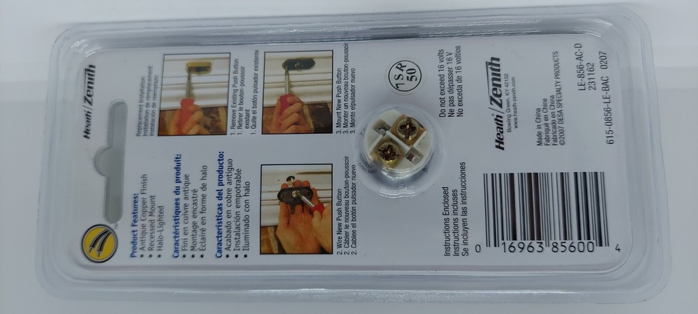 Zenith LE-856-AC WIRED Push Button - Antique Copper Finish - Sealed New